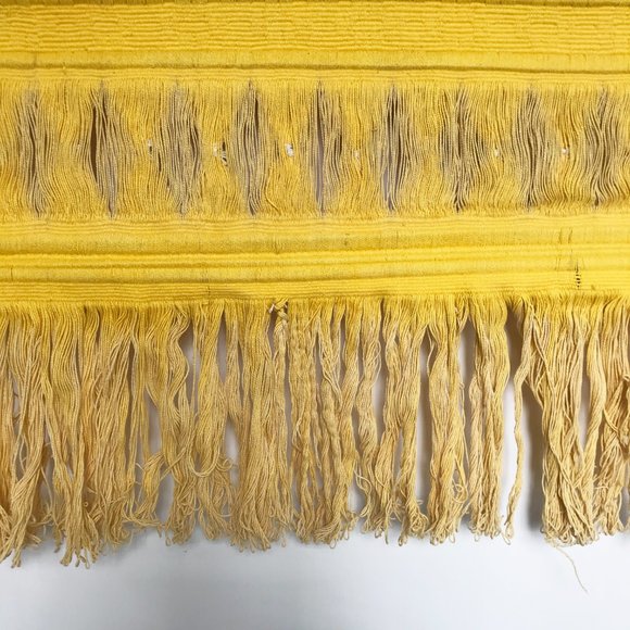 Mustard Yellow Ochre Woven Macrame Fringe Boho Wall Hanging Tapestry Textile Art - Picture 3 of 7
